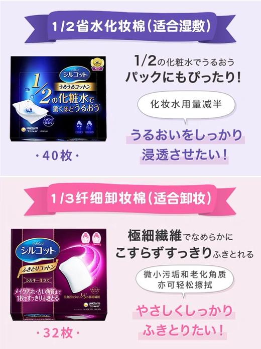 【Yuki】日本舒蔻尤妮佳化妆棉（雅致绵柔型/二分之一型/丝滑型） 商品图3