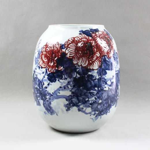 《牡丹图》青花釉里红大罐 商品图0
