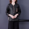 A002 黑色龟裂纹高端香云纱上衣女春秋新款2022真丝桑蚕丝开衫 商品缩略图0