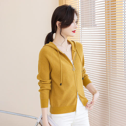 修身连帽针织开衫，小外搭毛衣外套CC-101-1823 商品图2