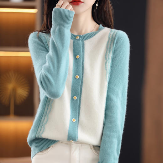 法式轻奢羊毛开衫上衣时尚百搭秋冬针织衫毛衣外套潮HT-YYM6548 商品图2