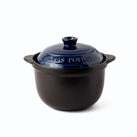 陆宝-乐彩双盖陶锅炖锅煲汤锅（宝石蓝）2.8L 商品图0