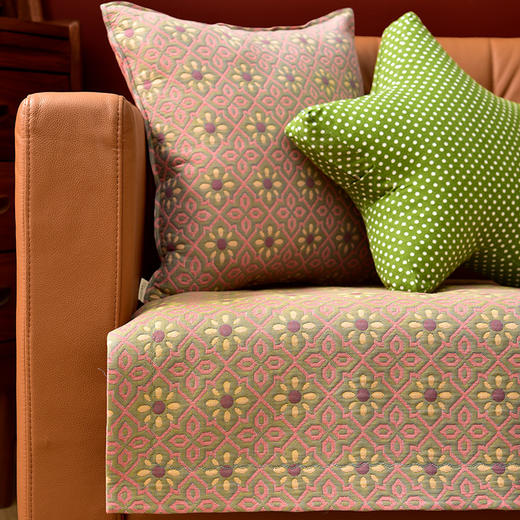 粉绿小花双面沙发巾防滑四季沙发盖巾 商品图1