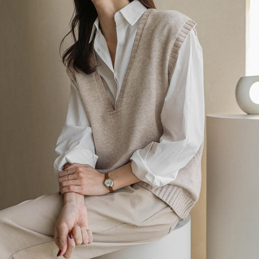 针织叠穿马甲新款宽松韩版薄款外穿背心SR-B28710 商品图0