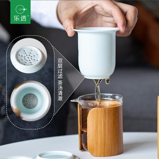 祥福乐游旅行茶具套装一壶三杯便携车载陶瓷套组带包旅游功夫茶具套组 商品图3