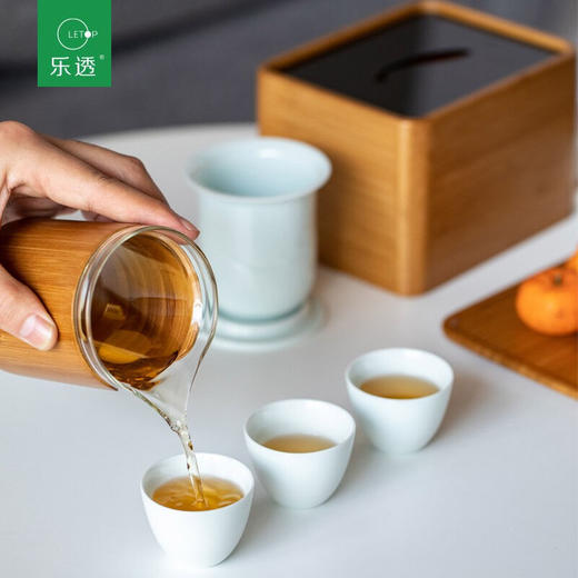 祥福乐游旅行茶具套装一壶三杯便携车载陶瓷套组带包旅游功夫茶具套组 商品图2