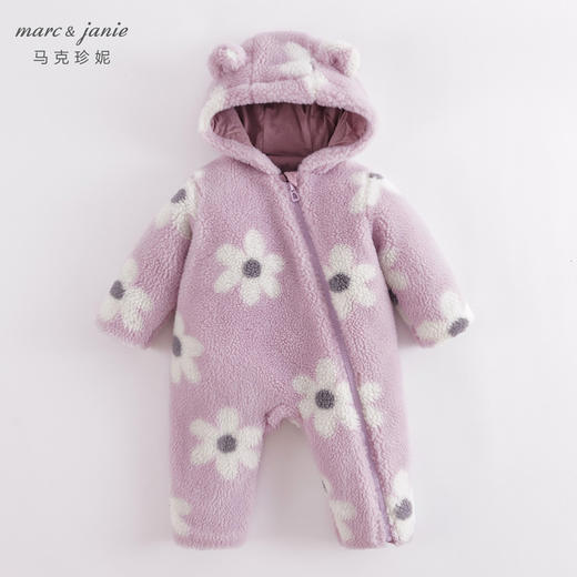马克珍妮秋冬新款 男女宝宝仿羊羔毛薄棉连体衣 婴儿外出服221597 商品图0