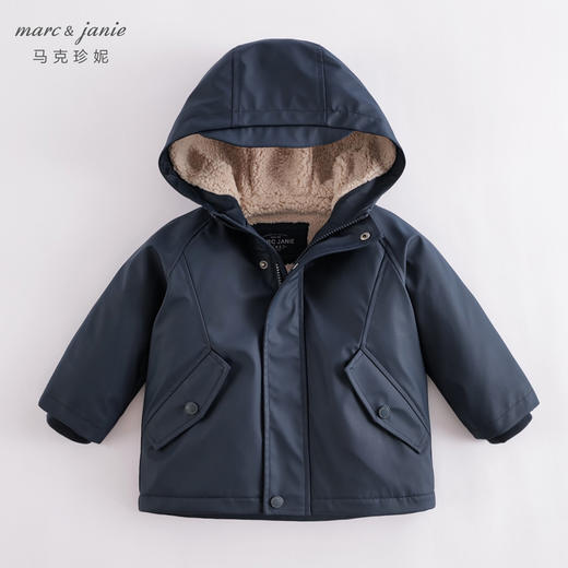 【防泼水】马克珍妮秋冬新款 男童加绒保暖风衣外套221526 商品图0