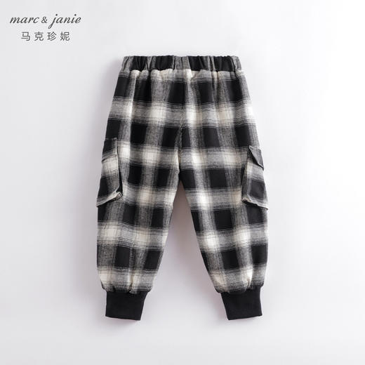 【打折】马克珍妮秋冬新款 男童撞色格纹加绒束脚裤 儿童裤子221310 商品图2