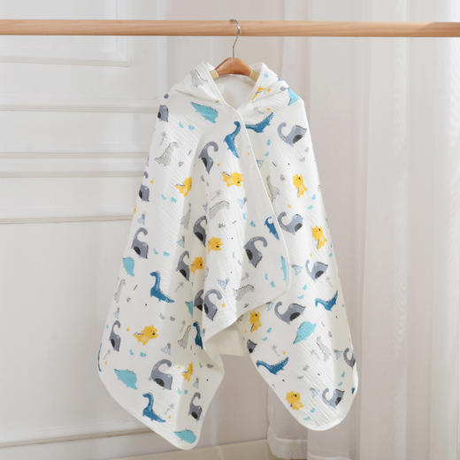 四层纱布连帽儿童浴袍宝宝棉花糖斗篷柔软浴巾 商品图7