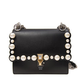 FENDI 芬迪 女士光滑皮革 Kan I系列 迷你斜挎单肩包 黑色 8M0381 A0ZR F0GXN