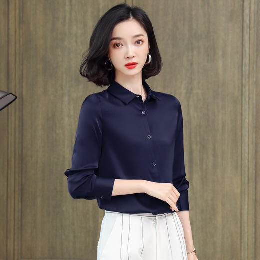 新款真丝衬衫秋季新款女装长袖女士衬衣高端大气桑蚕丝上衣 商品图2