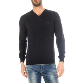 ARMANI 阿玛尼 男士字母徽标V领长袖针织衫 黑色 8N6M96 6M13Z 1200