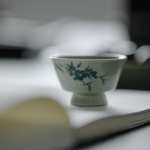 束刻/无落/手工果青釉下粉彩手绘小品杯茶具茶杯薄胎品茗杯 商品图6