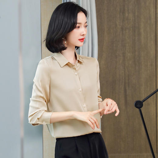 新款真丝衬衫秋季新款女装长袖女士衬衣高端大气桑蚕丝上衣 商品图3
