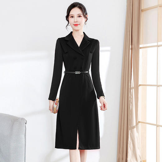 YCE-YJY-22TS220 时尚收腰长袖连衣裙女2022秋季新款修身贵夫人中长款结婚礼服裙子 商品图1