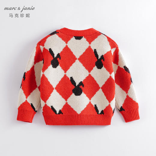 【柔蓝绒】马克珍妮秋冬新款女童小兔子提花针织开衫221368 商品图2
