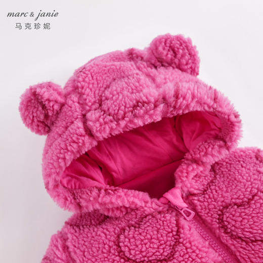 马克珍妮秋冬新款 男女宝宝仿羊羔毛薄棉连体衣 婴儿外出服221597 商品图4