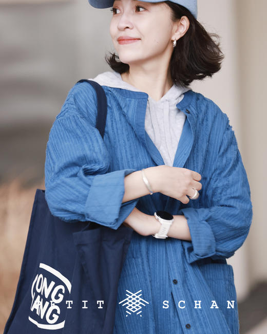 PETIT SCHAN小闪 CLO#115  21克   21g   克莱因蓝纯棉剪花条纹长款外套 商品图8