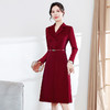 YCE-YJY-22TS220 时尚收腰长袖连衣裙女2022秋季新款修身贵夫人中长款结婚礼服裙子 商品缩略图2