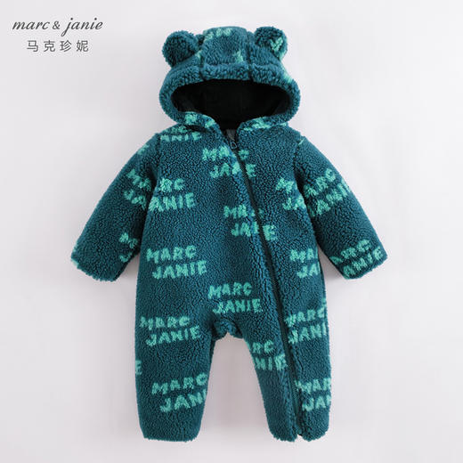 马克珍妮秋冬新款 男女宝宝仿羊羔毛薄棉连体衣 婴儿外出服221597 商品图3