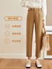OLrain法式卡其色休闲裤女早秋2022新款时尚设计感高腰显瘦锥形裤 商品缩略图0