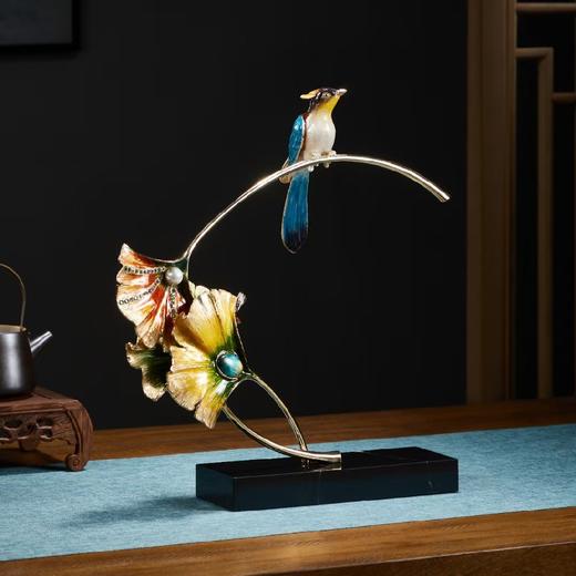 E-ZL-M211112（M859） 珐琅银杏叶翠鸟 商品图0