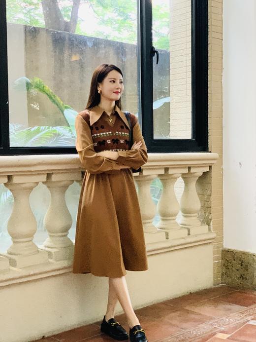 【百图lulu定制】【情话套装】针织马甲  尖领连衣裙两件套 商品图9