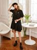 欧芮儿黑色连衣裙女夏季2022新款收腰显瘦时尚气质polo领小个子裙 商品缩略图1