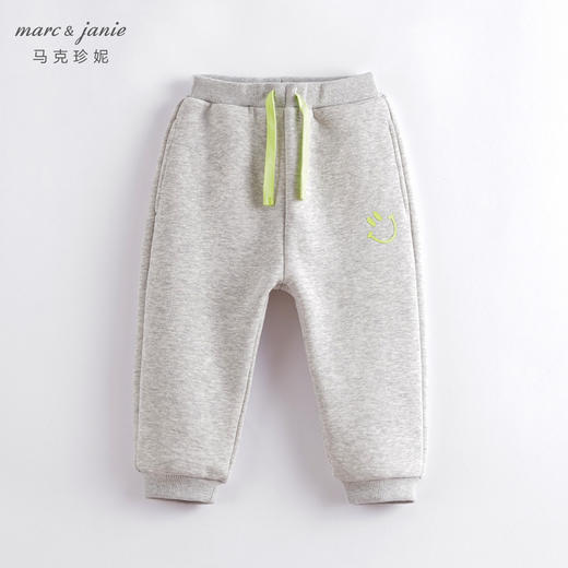 马克珍妮秋冬新款 男女童笑脸印花加绒运动裤 儿童裤子221337 商品图1