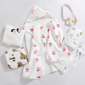 四层纱布连帽儿童浴袍宝宝棉花糖斗篷柔软浴巾
