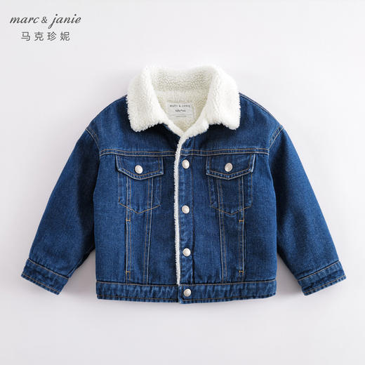 马克珍妮秋冬新款 男童仿羊羔毛牛仔棉衣外套221618 商品图0