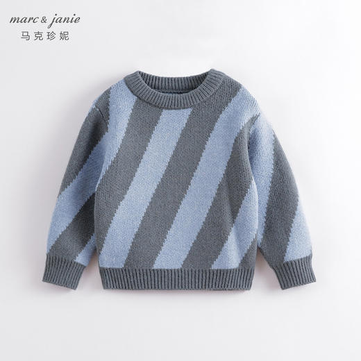 【柔蓝绒】马克珍妮秋冬新款 男童撞色条纹套头毛衣221518 商品图0