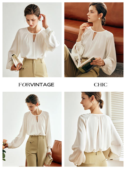 OLrain欧芮儿法式白色雪纺蕾丝衫女早秋2022新款减龄洋气镂空小衫 商品图1