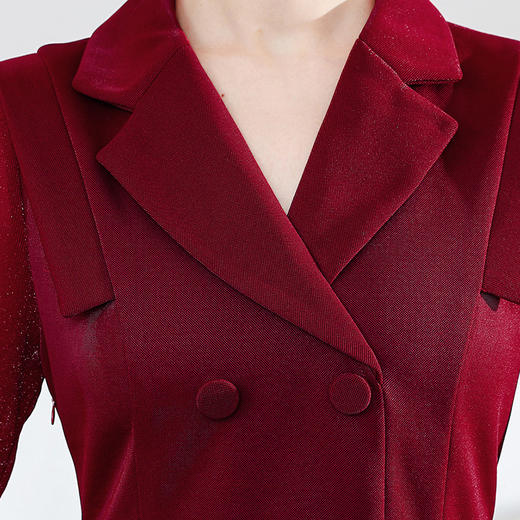 YCE-YJY-22TS220 时尚收腰长袖连衣裙女2022秋季新款修身贵夫人中长款结婚礼服裙子 商品图3