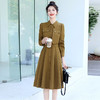 HRFS-WY8873-19时尚气质收腰显瘦翻领拼接假两件连衣裙 商品缩略图0