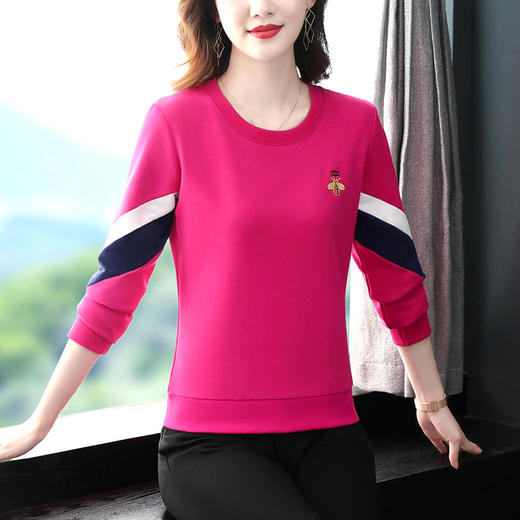 SP-8529 圆领卫衣女2022新款宽松韩版洋气无帽春秋时尚印花减龄单件上衣 商品图2