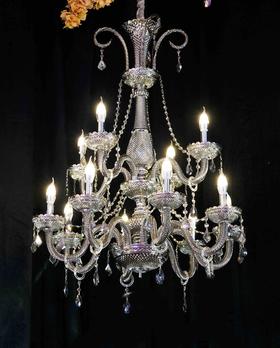 12头玻璃水晶灯-烟灰黑（运费自理）