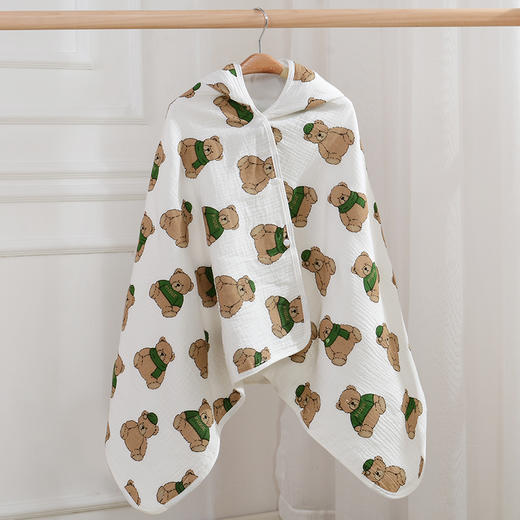 四层纱布连帽儿童浴袍宝宝棉花糖斗篷柔软浴巾 商品图11