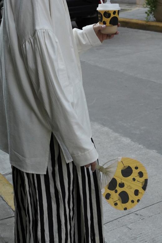 ECOLE DE CURIOSITES 2色可选条纹电力纺真丝衬衫 商品图2