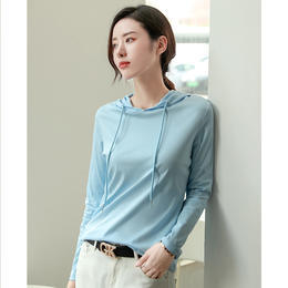 LFH6736-1 时尚气质百搭丝光棉连帽长袖薄款卫衣 商品图6