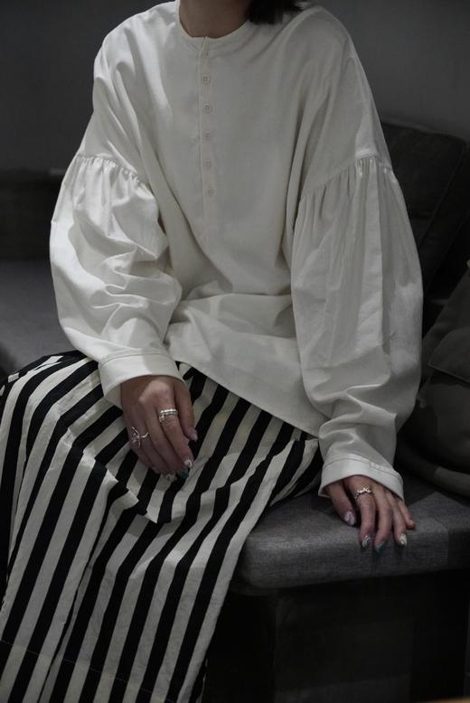 ECOLE DE CURIOSITES 2色可选条纹电力纺真丝衬衫 商品图3