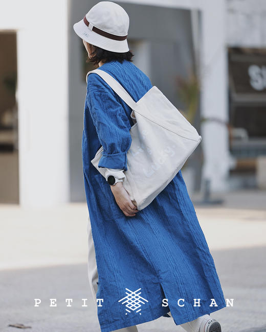 PETIT SCHAN小闪 CLO#115  21克   21g   克莱因蓝纯棉剪花条纹长款外套 商品图11