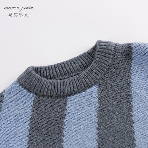 【柔蓝绒】马克珍妮秋冬新款 男童撞色条纹套头毛衣221518 商品图2