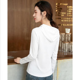 LFH6736-1 时尚气质百搭丝光棉连帽长袖薄款卫衣