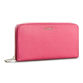 FURLA 芙拉 女士皮革金属字母徽标拉链长款票夹钱包 粉色 826454