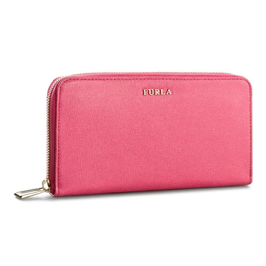 FURLA 芙拉 女士皮革金属字母徽标拉链长款票夹钱包 粉色 826454 商品图0