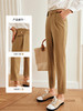 OLrain法式卡其色休闲裤女早秋2022新款时尚设计感高腰显瘦锥形裤 商品缩略图3