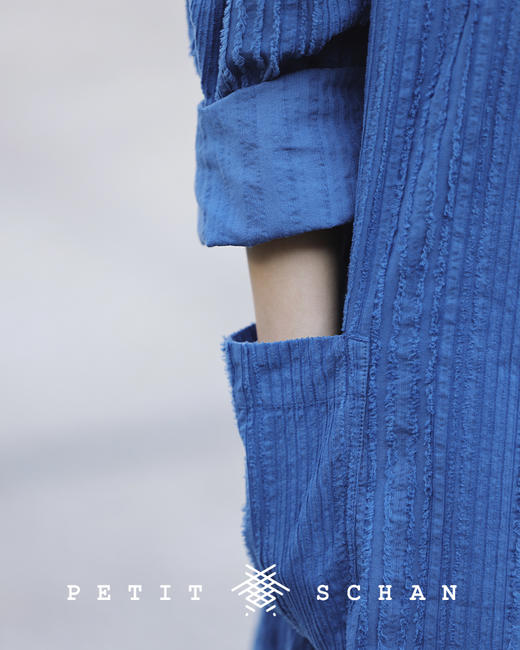 PETIT SCHAN小闪 CLO#115  21克   21g   克莱因蓝纯棉剪花条纹长款外套 商品图9