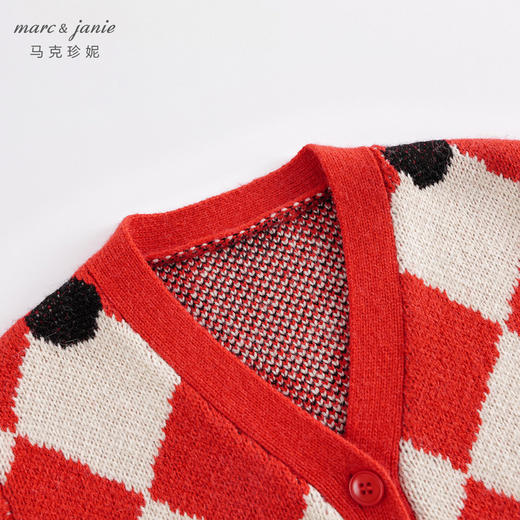 【柔蓝绒】马克珍妮秋冬新款女童小兔子提花针织开衫221368 商品图3